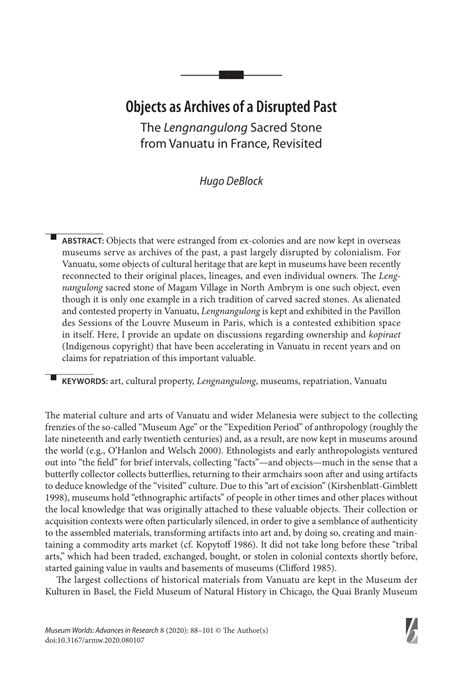 ubuvi|(PDF) Objects as Archives of a Disrupted Past: The